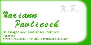 mariann pavlicsek business card